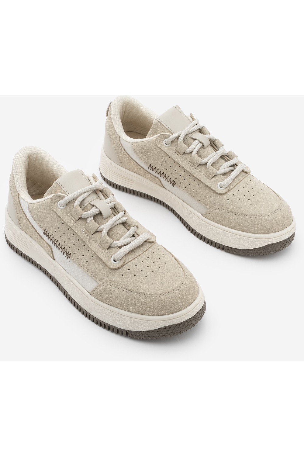 Marjin Kadın Sneaker Yüksek Taban Spor Ayakkabı Loske Ekru görsel 7