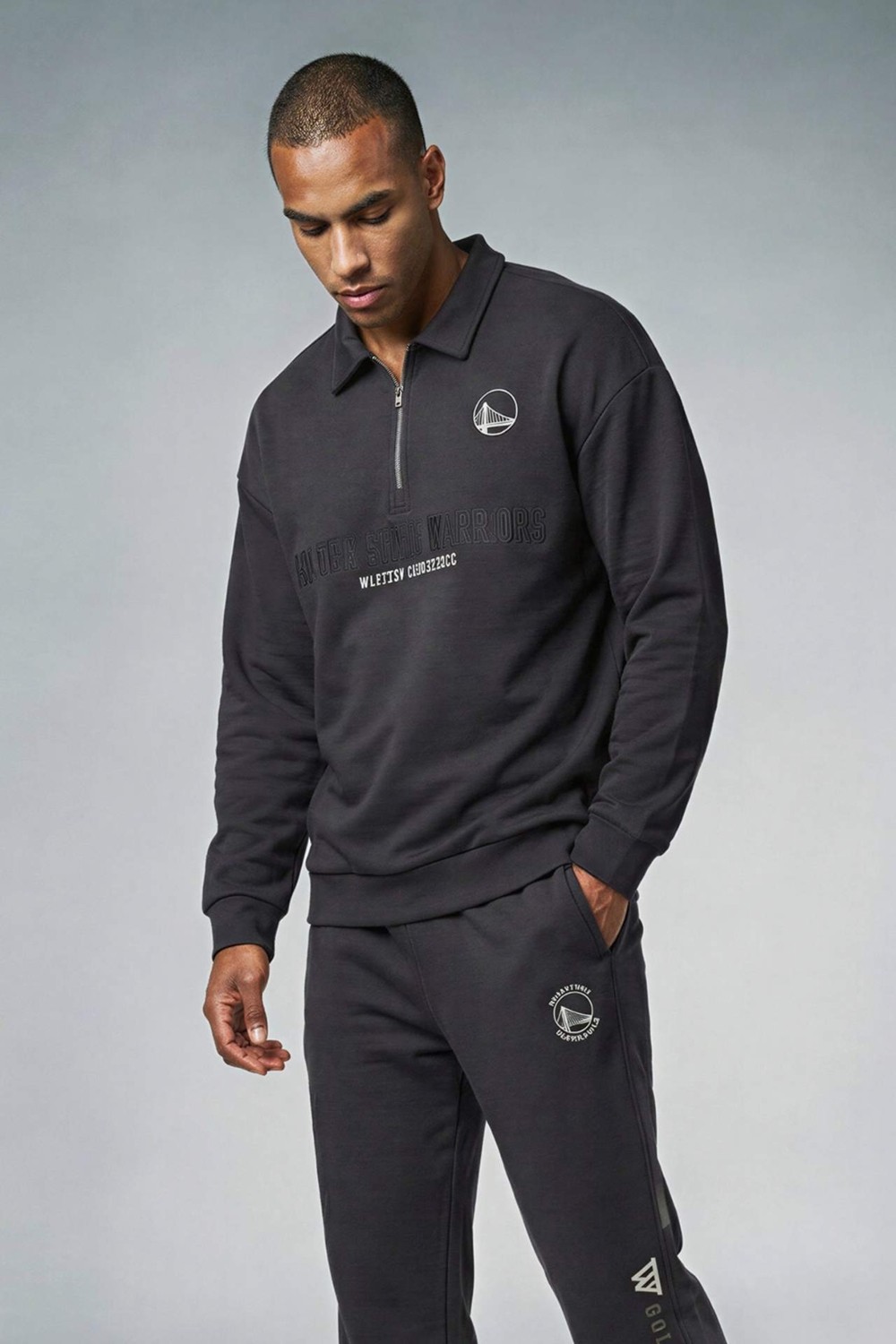 DeFacto NBA Golden State Warriors Boxy Fit Polo Yaka Skuba Dalgıç Kumaş Sweatshirt F6974AX26SP