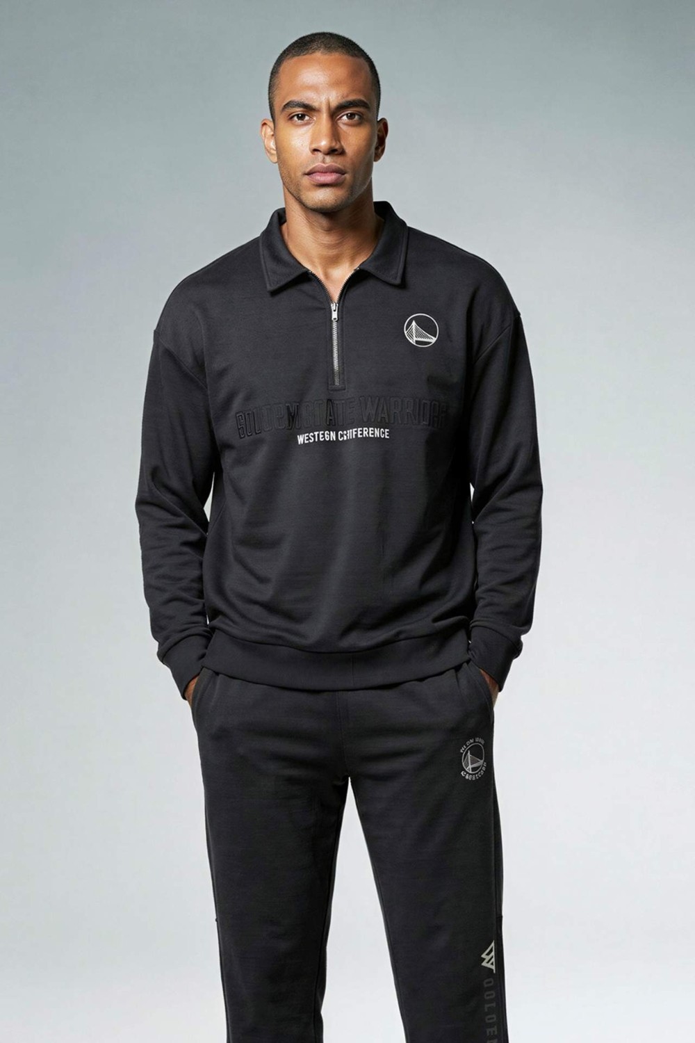DeFacto NBA Golden State Warriors Boxy Fit Polo Yaka Skuba Dalgıç Kumaş Sweatshirt F6974AX26SP görsel 3