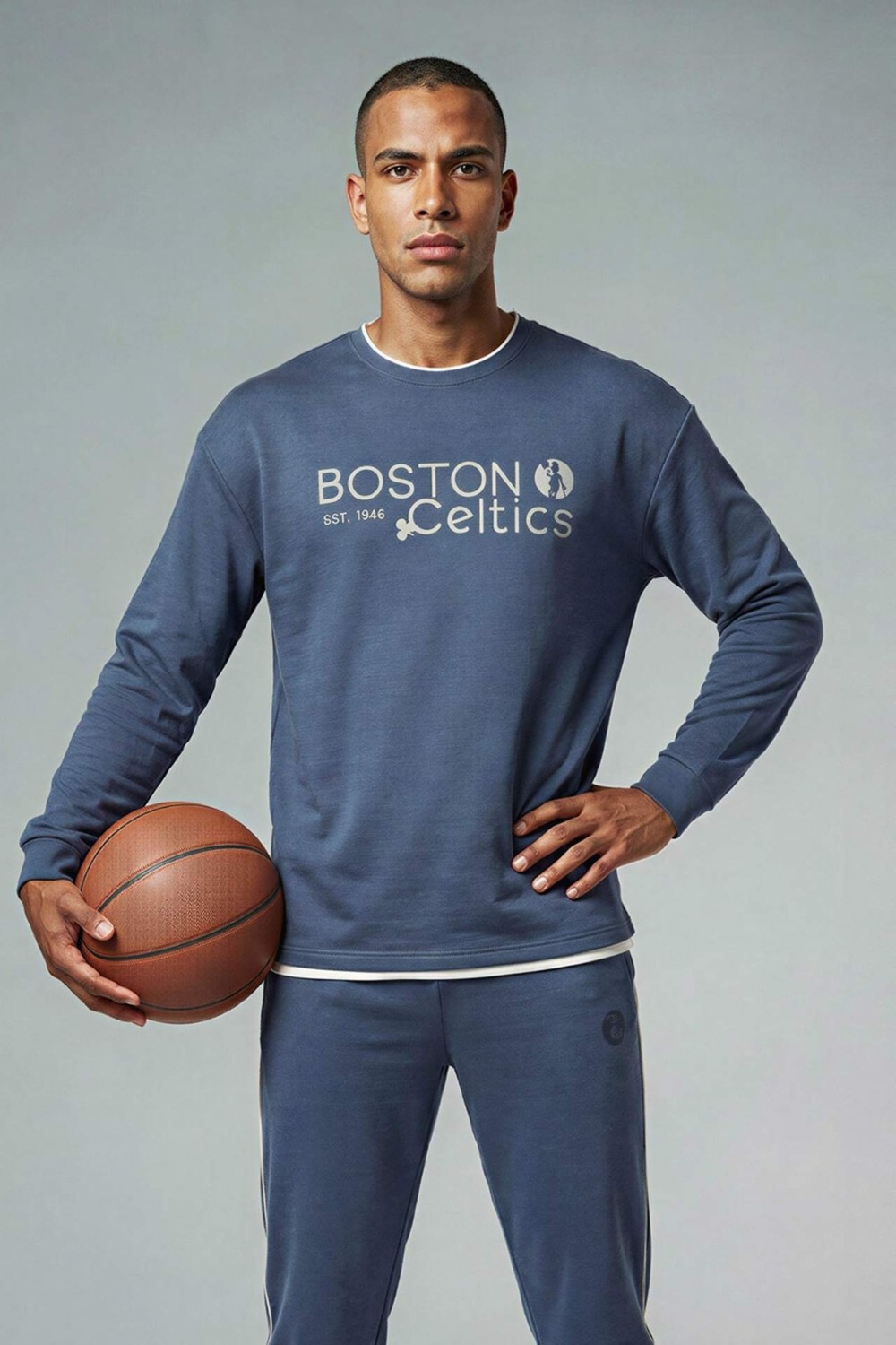 DeFacto NBA Boston Celtics Boxy Fit Bisiklet Yaka Skuba Dalgıç Kumaş Sweatshirt F6975AX26SP