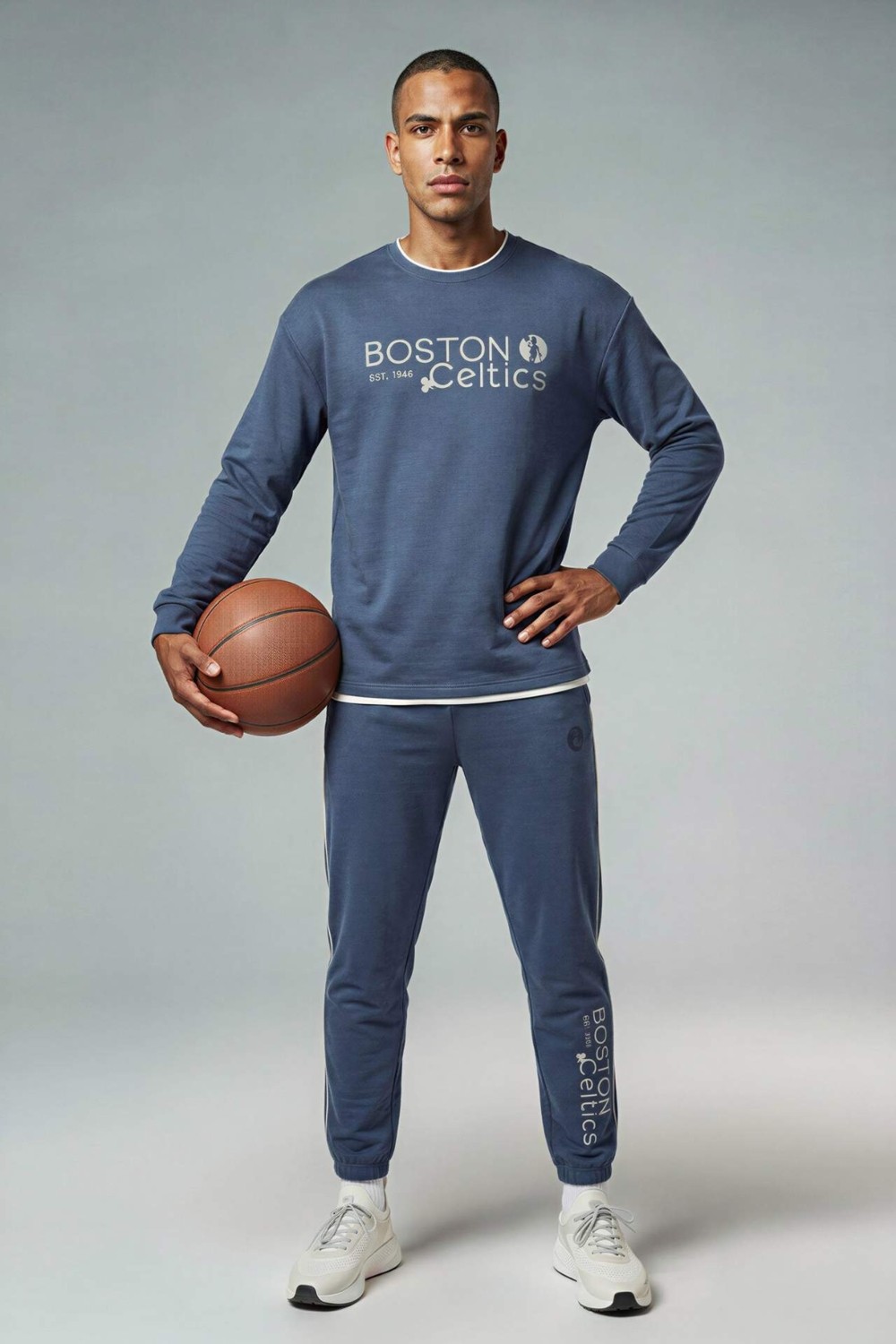 DeFacto NBA Boston Celtics Standart Fit Skuba Dalgıç Kumaş Jogger F6980AX26SP görsel 3