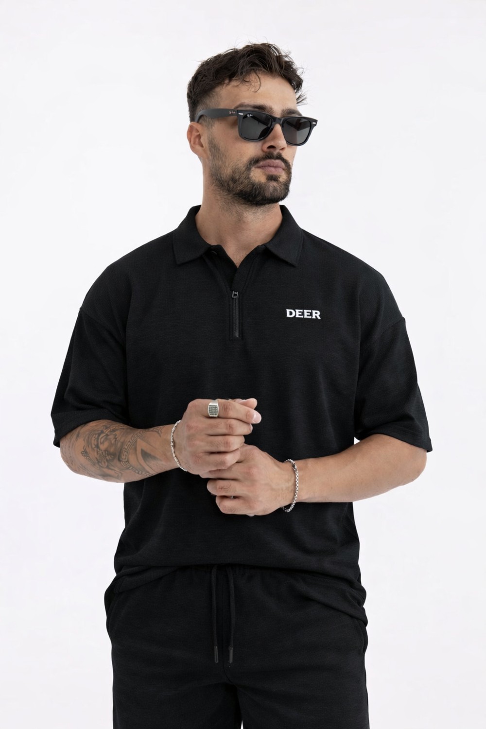 Comstar Erkek Polo Yaka Tişört Bol Şort Füme Yazlık Ikili Takım görsel 8