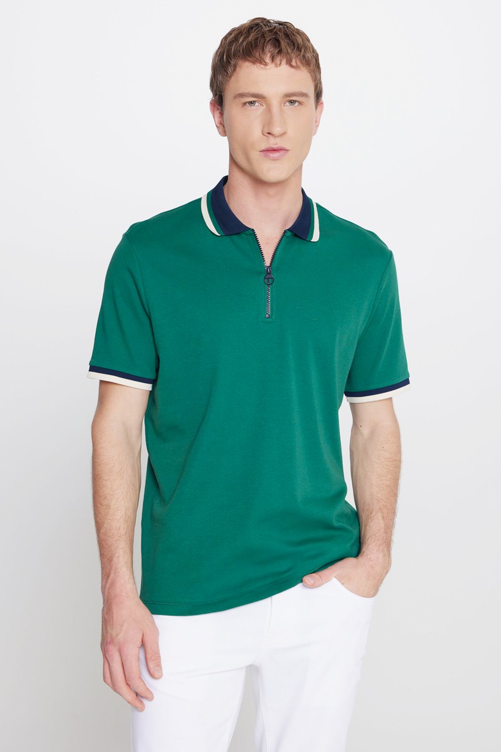 Altınyıldız Classics Erkek Ekru Bordo Regular Fit Rahat Kesim Polo Yaka %100 Pamuk Tişört