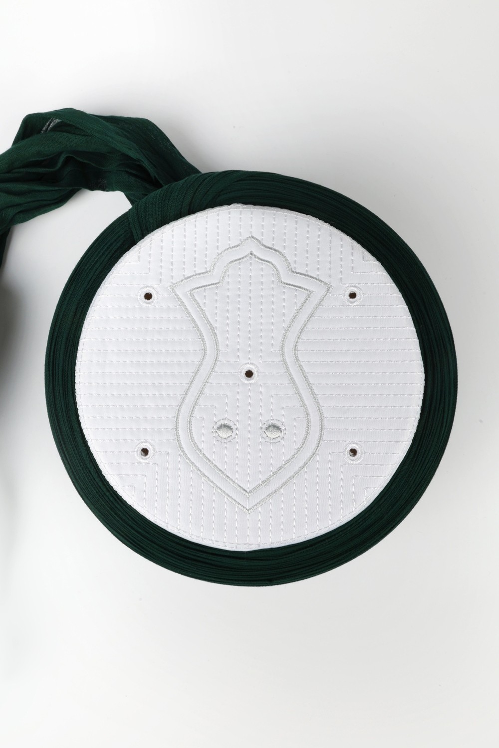 Sarıkhane Namaz Sarığı - Yeşil Kumaş - Beyaz Takke - Düz Sarım - Nâli Şerif - 7 Metre (Züabeli) görsel 4