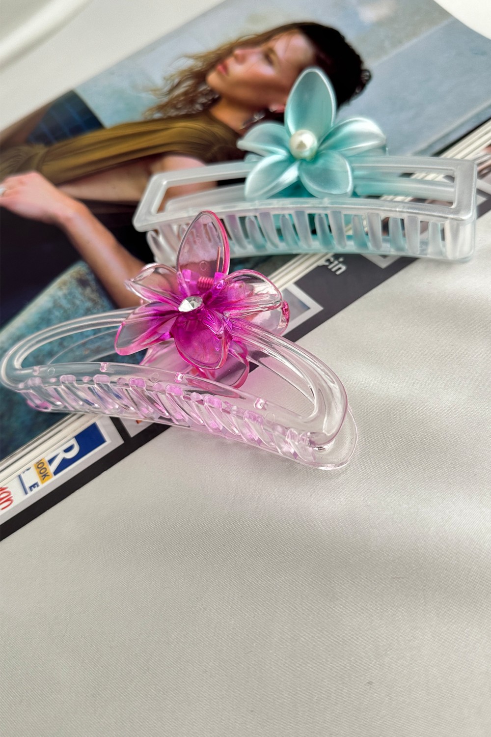 Modex Yeşil Mor Yonca Detay Ikili Kıskaç Toka (11CM) görsel 3