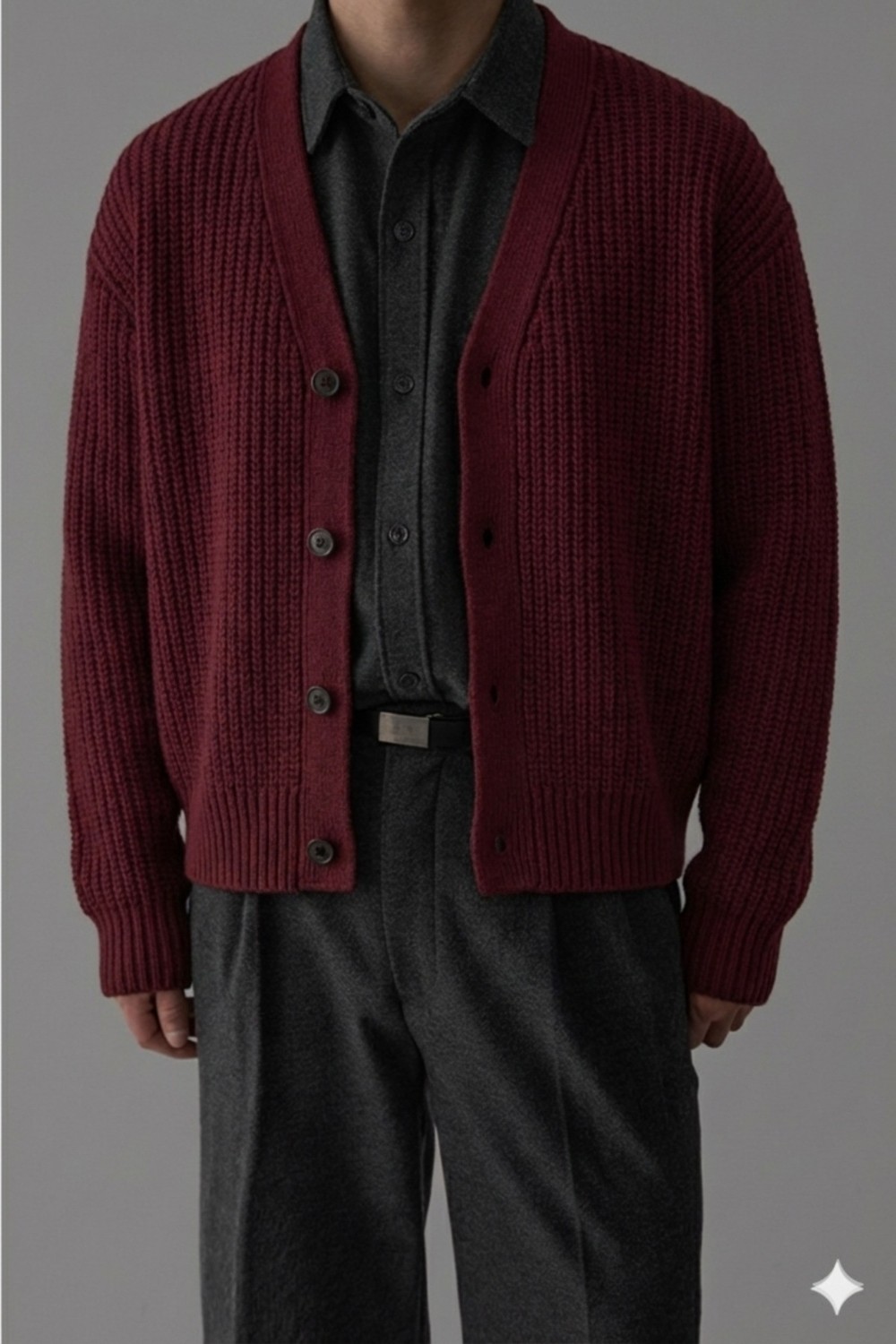 Tarz Cool Erkek Slim Fit Pamuklu Yuvarlak Yaka Düğmeli Hırka