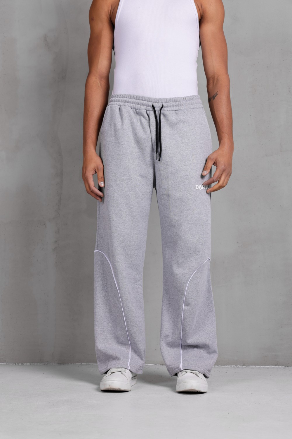 Dark Moda Erkek Oval Şeritli Baskılı Oversize Baggy Eşofman görsel 8