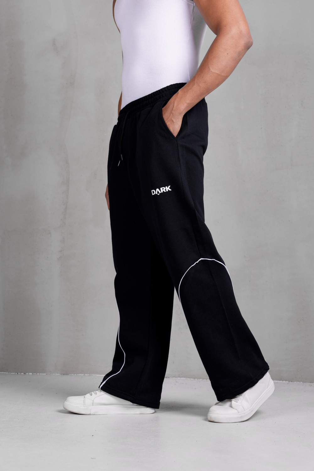 Dark Moda Erkek Oval Şeritli Baskılı Oversize Baggy Eşofman görsel 2
