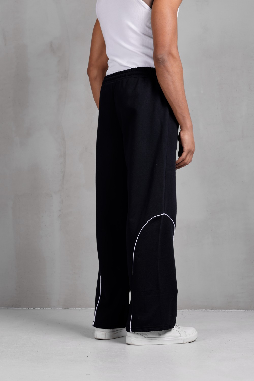 Dark Moda Erkek Oval Şeritli Baskılı Oversize Baggy Eşofman görsel 3