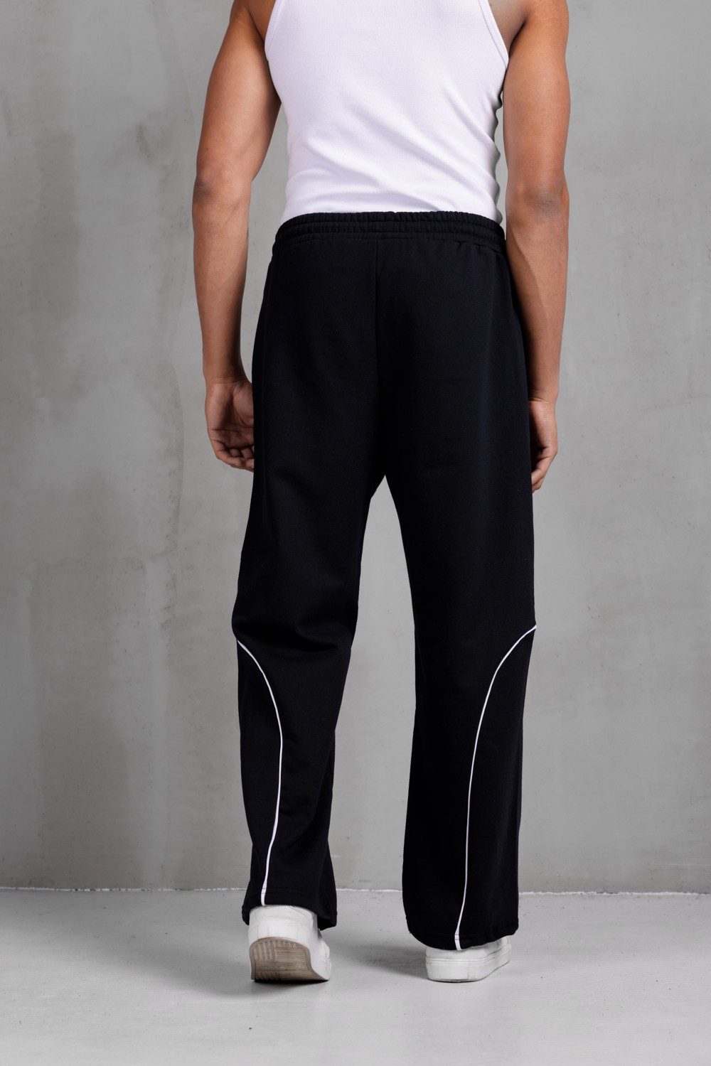 Dark Moda Erkek Oval Şeritli Baskılı Oversize Baggy Eşofman görsel 5