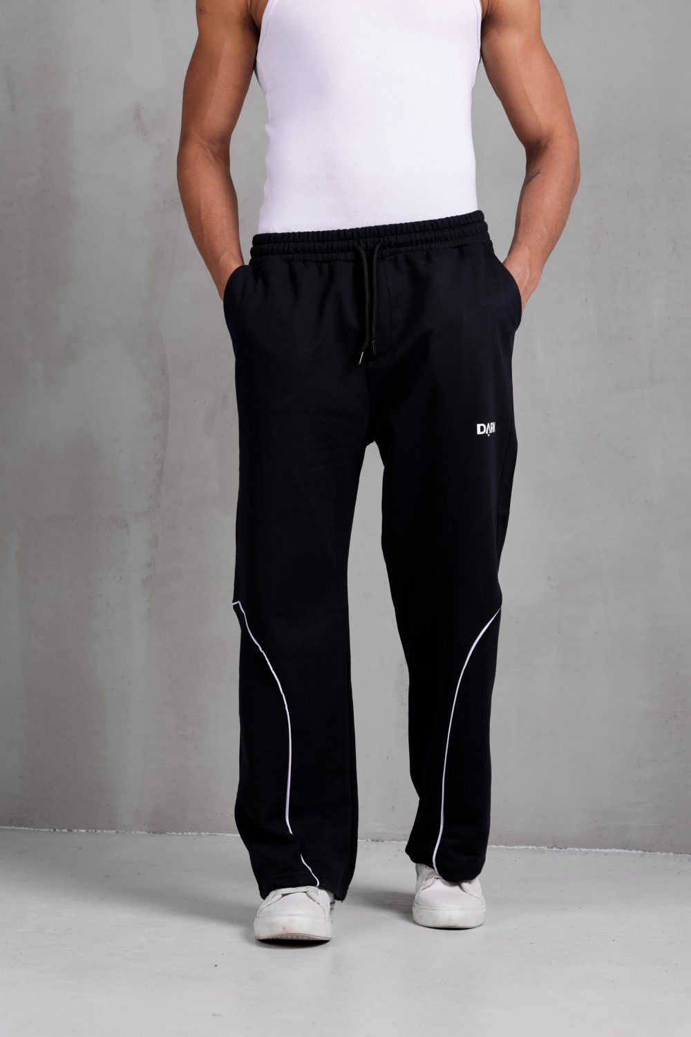 Dark Moda Erkek Oval Şeritli Baskılı Oversize Baggy Eşofman görsel 6