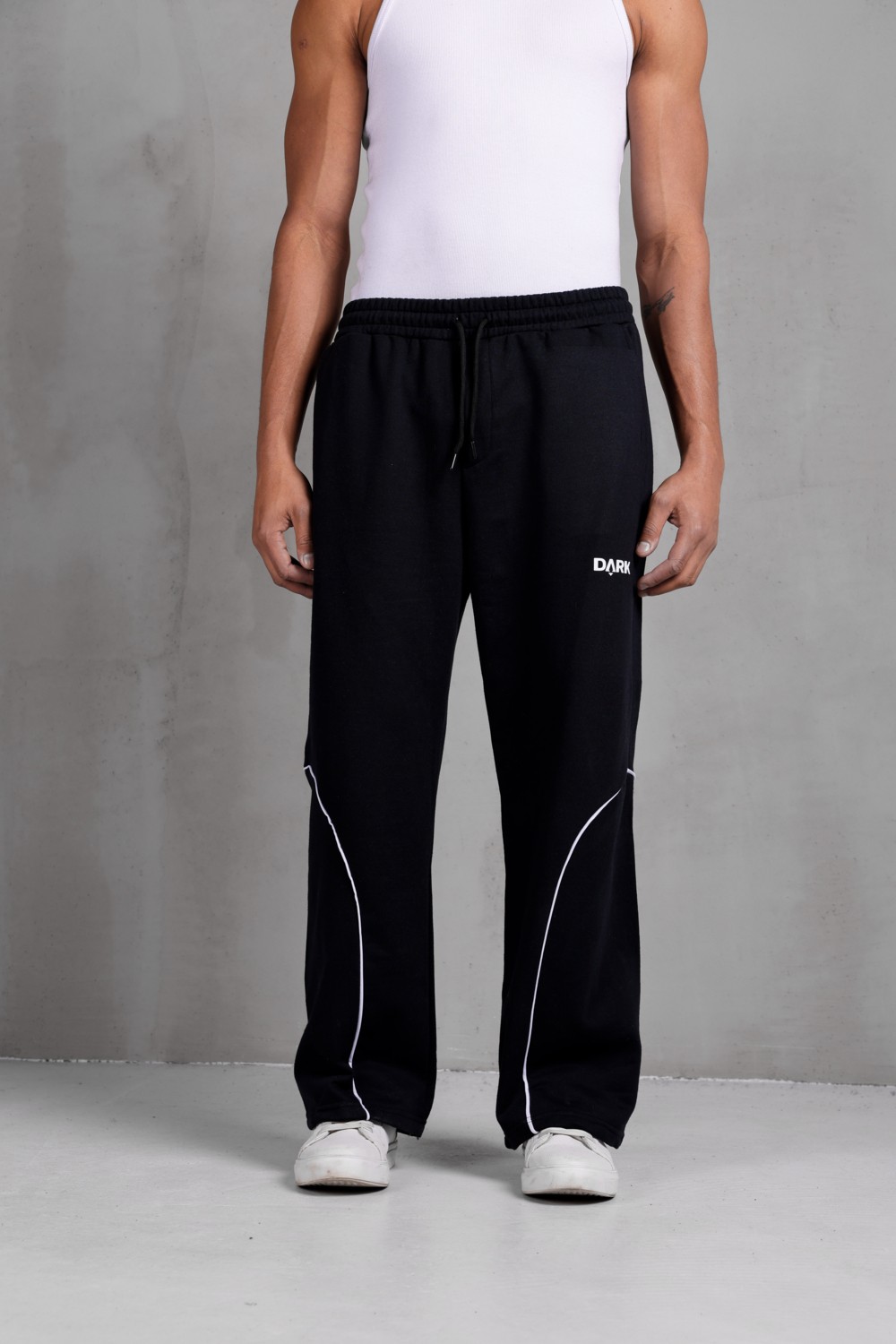 Dark Moda Erkek Oval Şeritli Baskılı Oversize Baggy Eşofman görsel 7