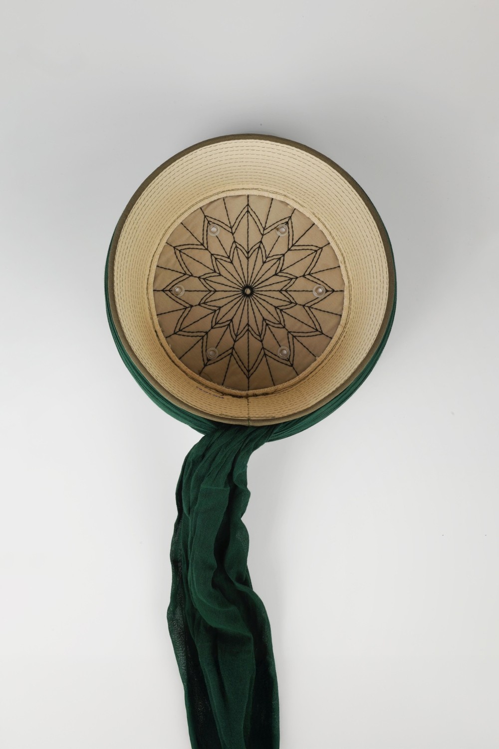 Sarıkhane Talebe Sarığı - Yeşil Kumaş - Yeşil Takke - Yuvarlak Sarım - Kuş Gözü - 7 Metre (Züabeli) görsel 4