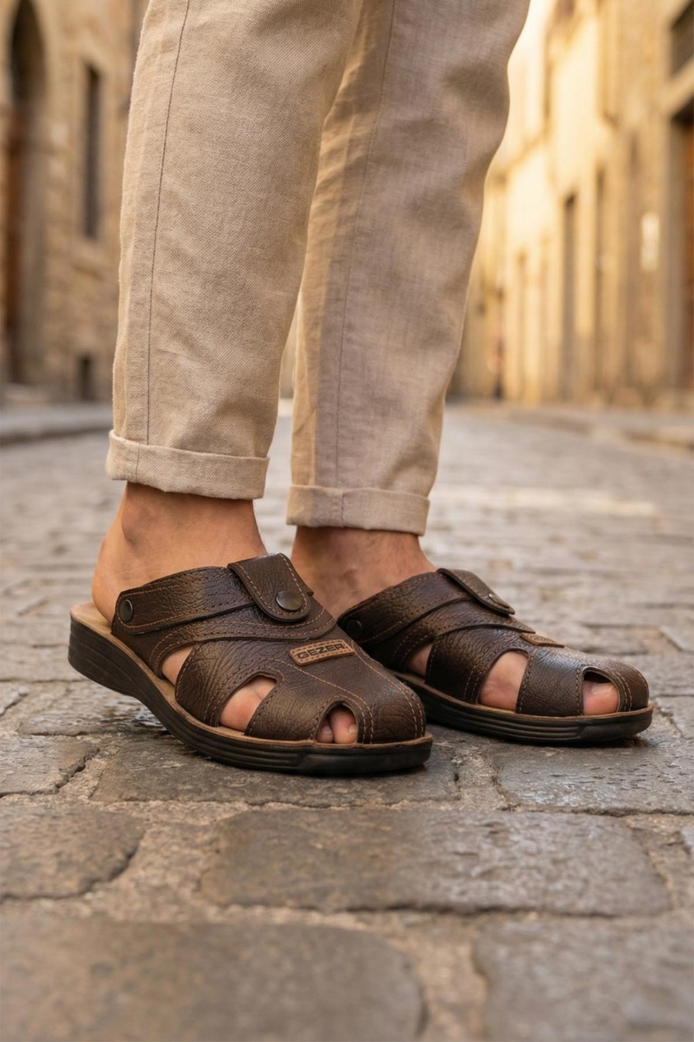 Gezer Yazlık Erkek Çıtçıtlı Ayarlanabilir Terlik-Sandalet görsel 7