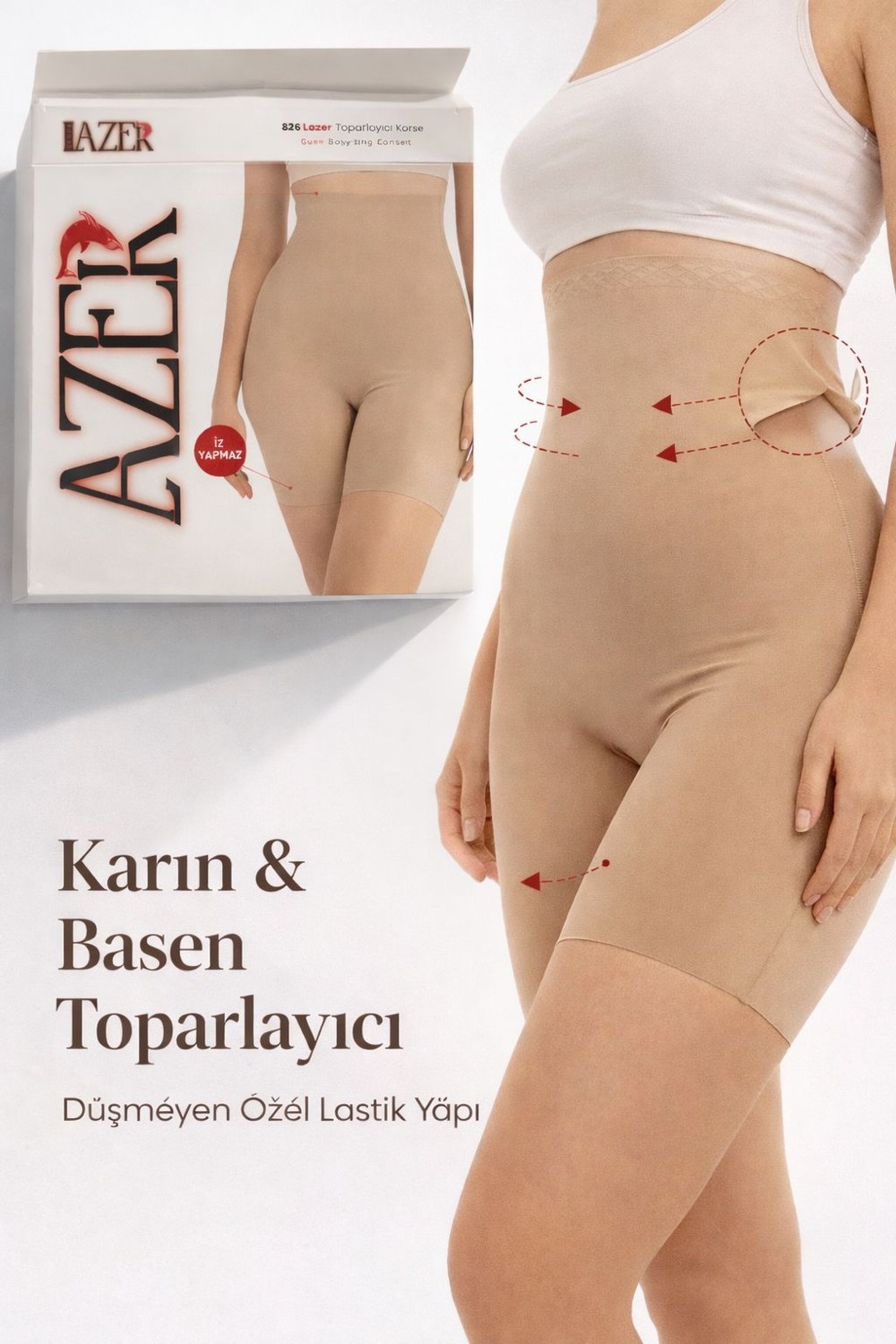 Qulat Paçalı Lazer Kesim Yüksek Bel Toparlayıcı Korse, Karın Basen Sıkılaştırıcı, Iz Yapmaz
