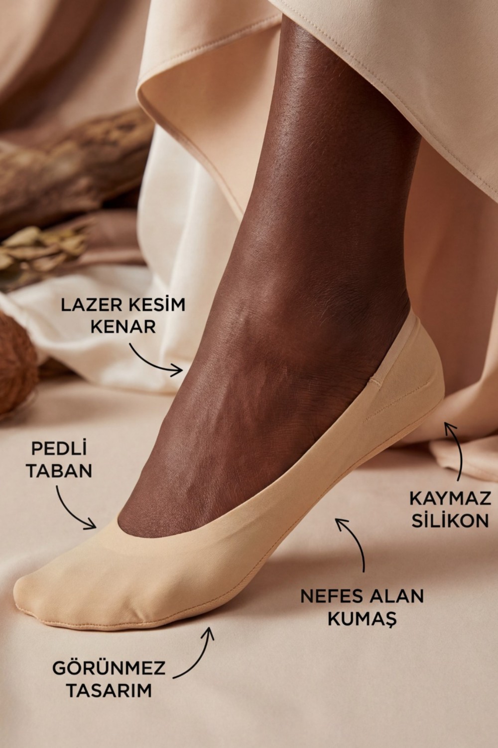 Katia & Bony Kadın Tabanı Pedli Lazer Kesim Görünmez Çorap Ten