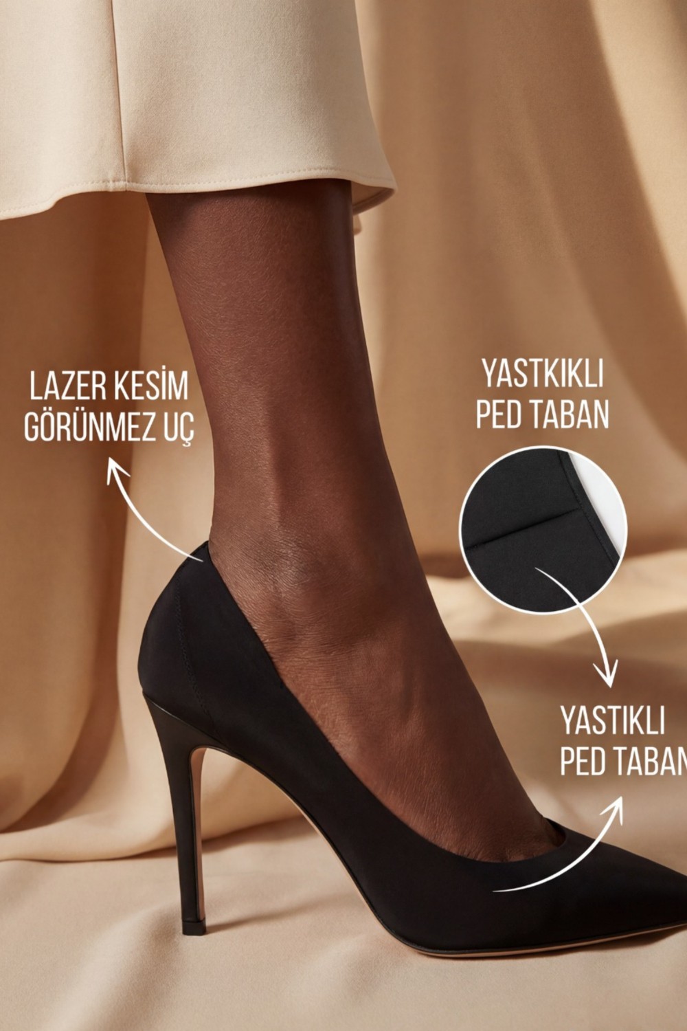 Katia & Bony Kadın Tabanı Pedli Lazer Kesim Görünmez Çorap Ten görsel 6