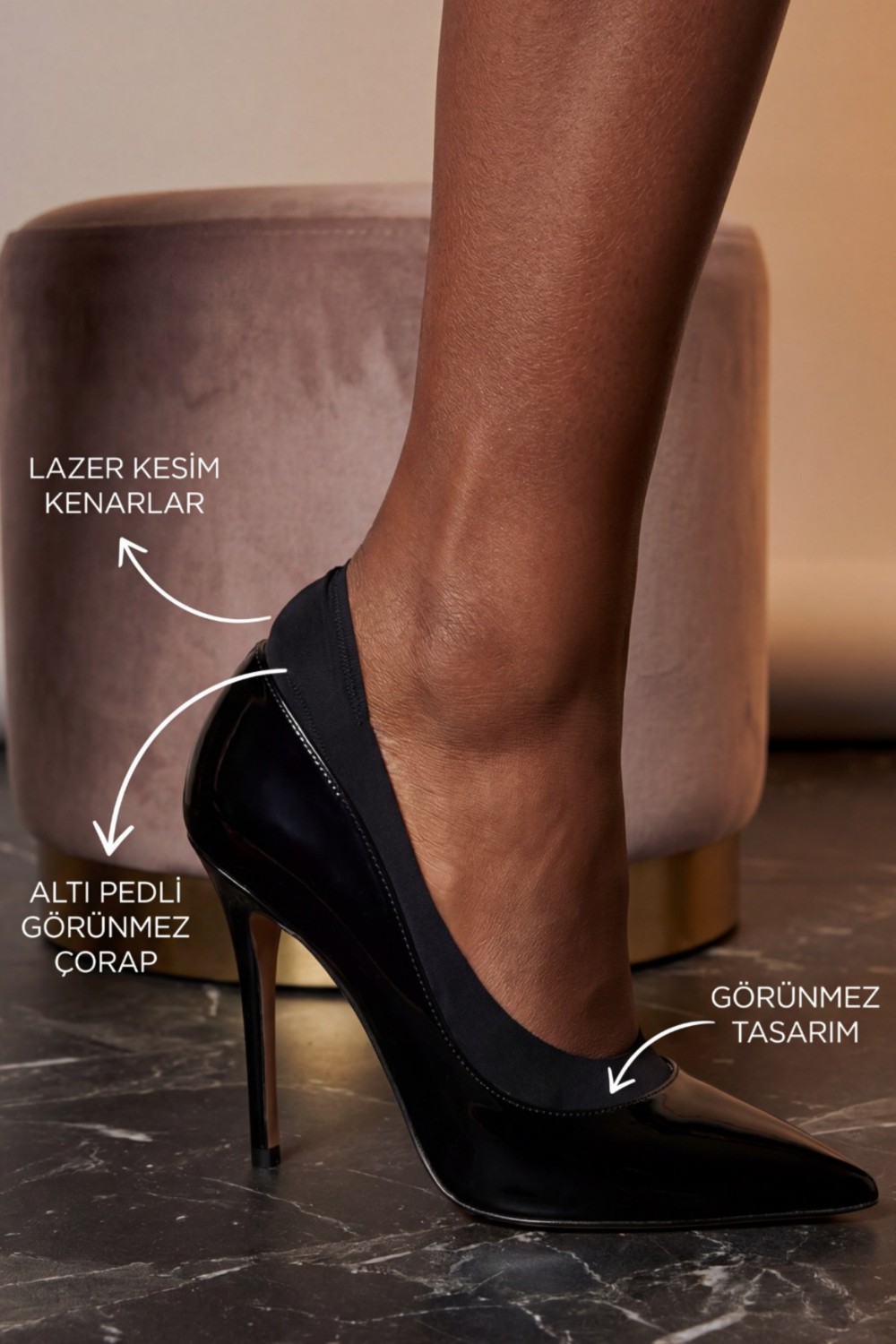 Katia & Bony Kadın Tabanı Pedli Lazer Kesim Görünmez Çorap Ten görsel 7