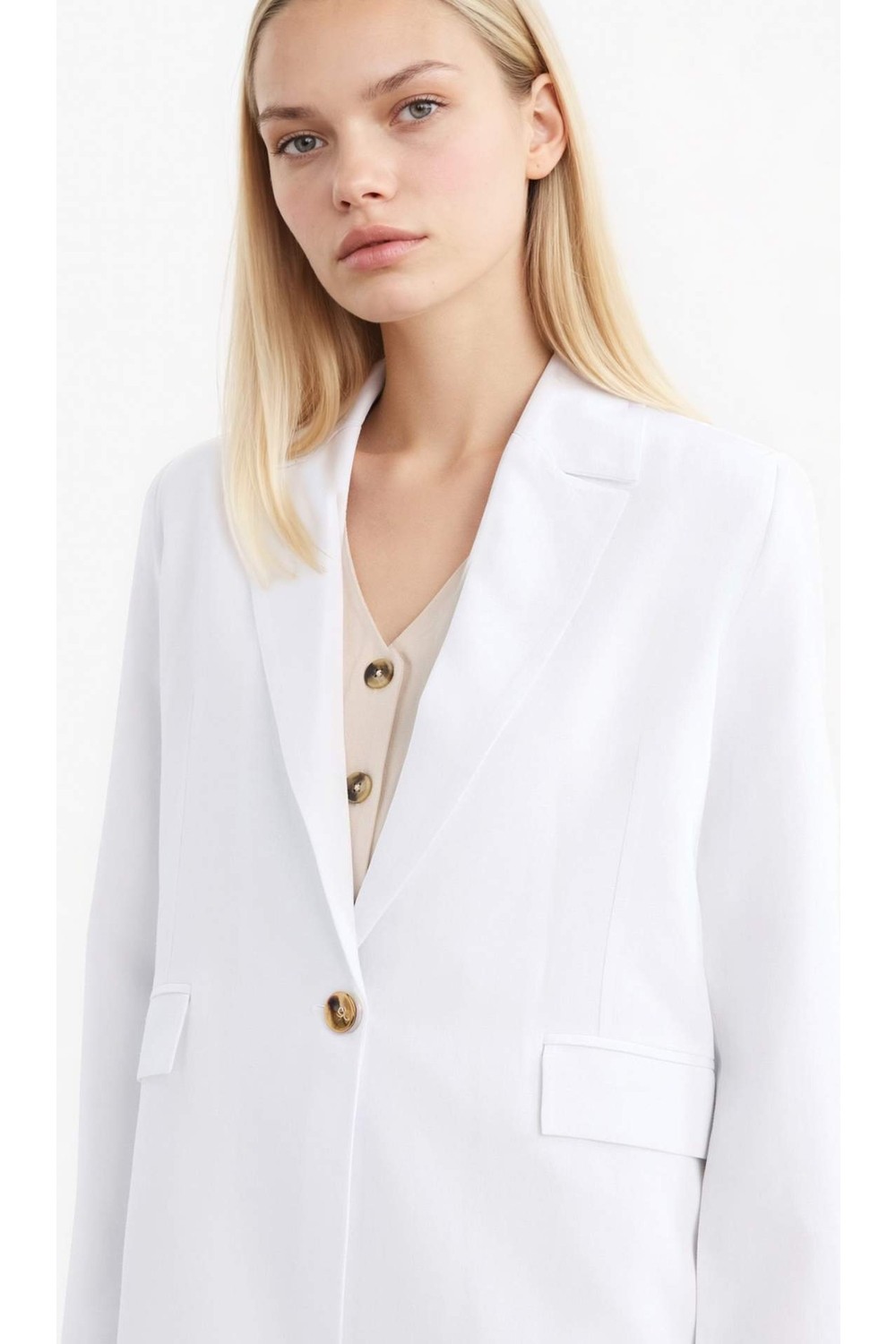 DeFacto Oversize Geniş Kalıp Keten Karışımlı Blazer Ceket Z2536AZ25SP görsel 4