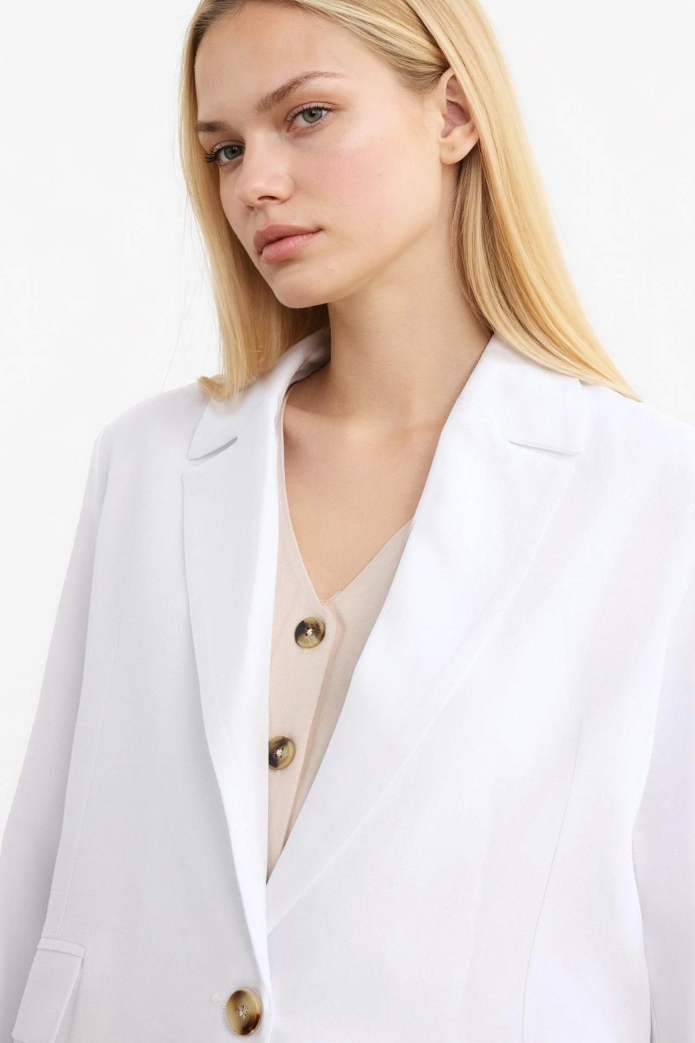 DeFacto Oversize Geniş Kalıp Keten Karışımlı Blazer Ceket Z2536AZ25SP görsel 7