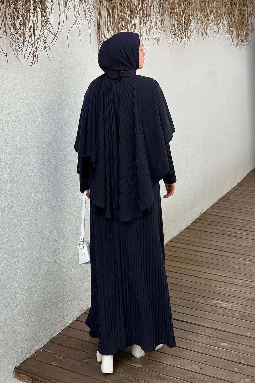 Lamelif Balıksırtı Kemerli Elbise Haki görsel 4
