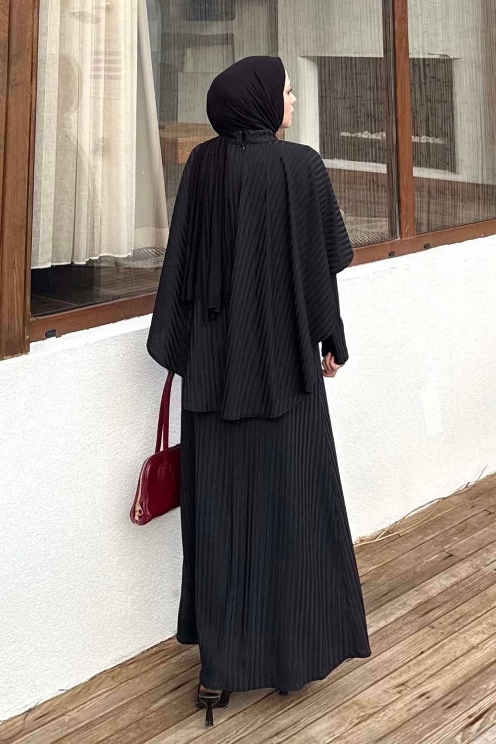 Lamelif Balıksırtı Kemerli Elbise Haki görsel 8
