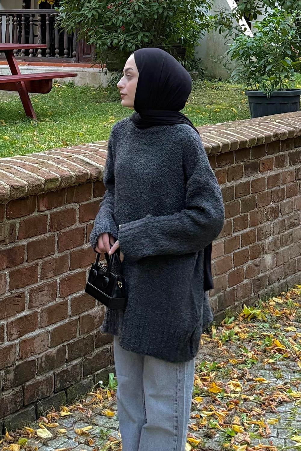 Lamelif Buklet Kazak Antrasit görsel 2