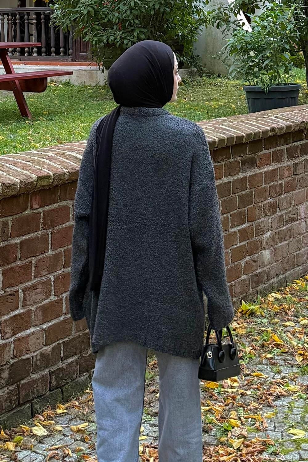 Lamelif Buklet Kazak Antrasit görsel 4