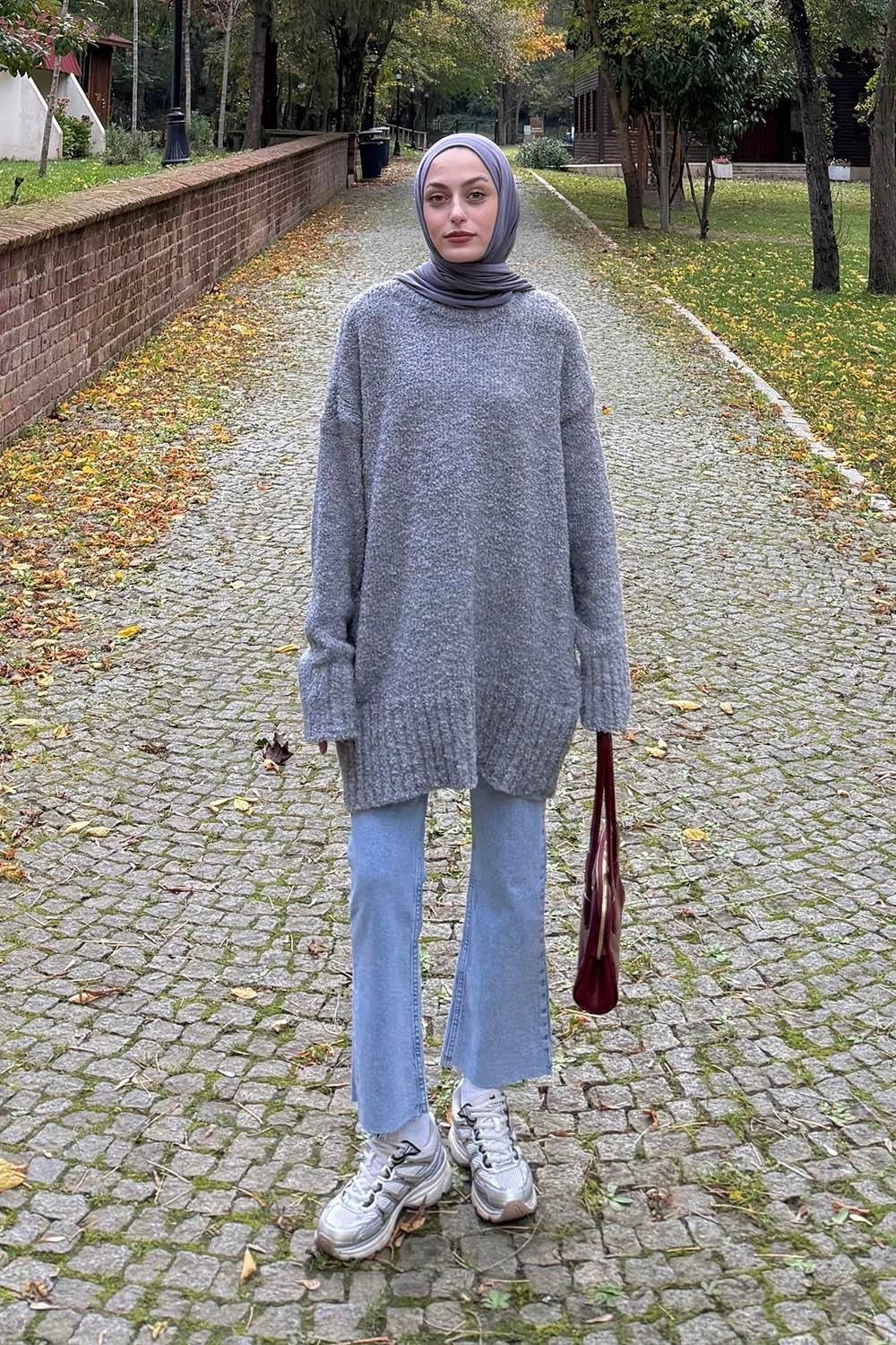 Lamelif Buklet Kazak Antrasit görsel 5