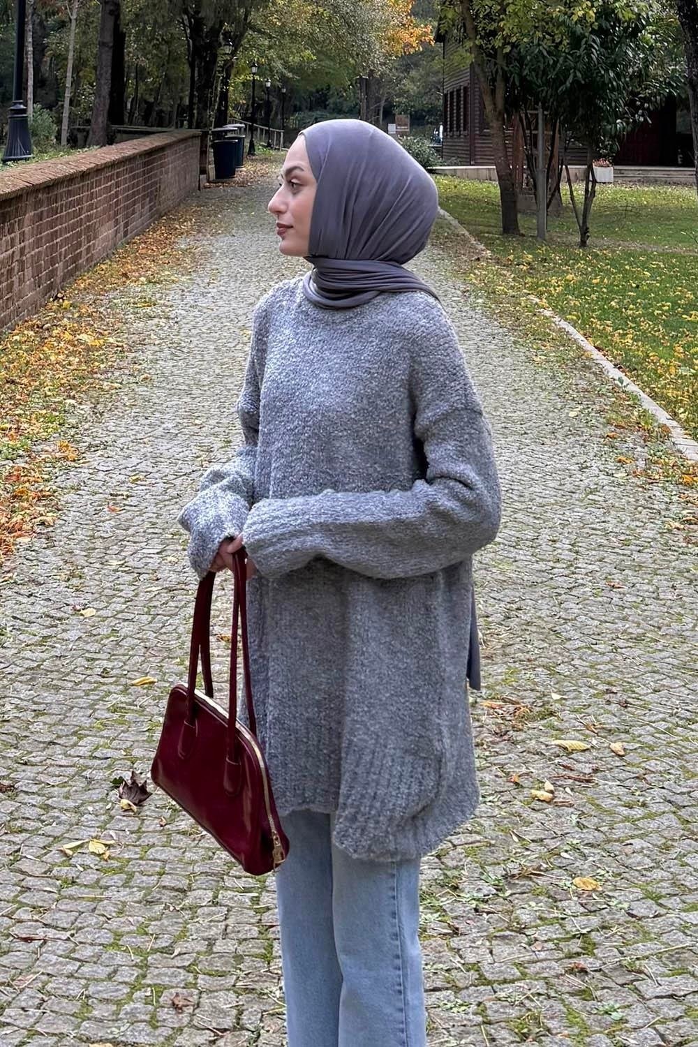Lamelif Buklet Kazak Antrasit görsel 6