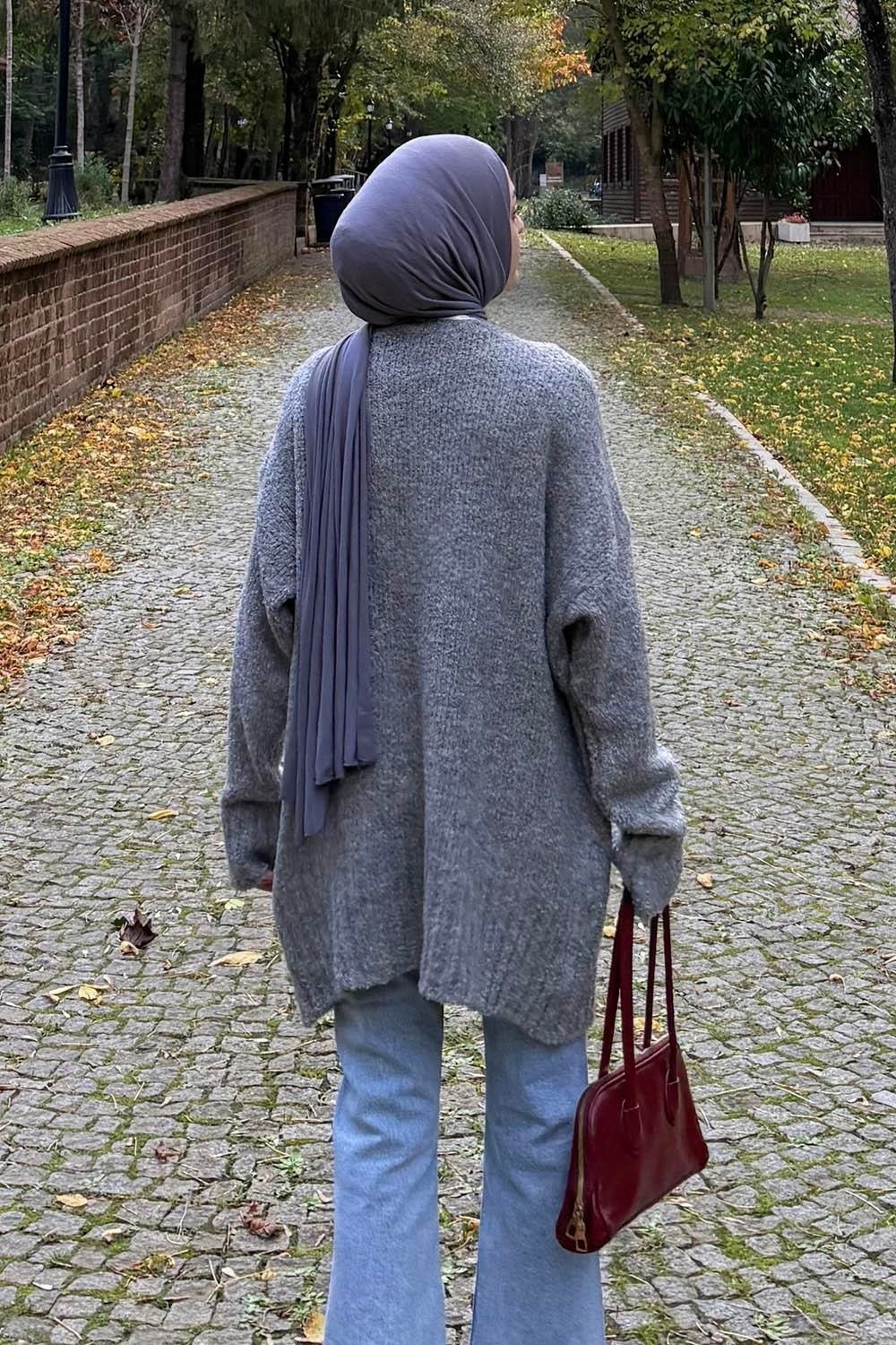 Lamelif Buklet Kazak Antrasit görsel 8