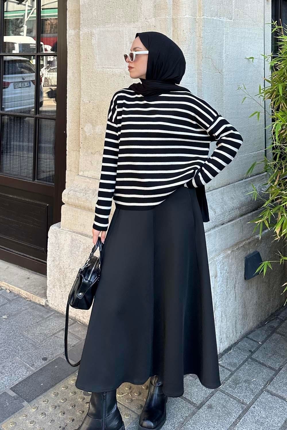 Lamelif Çizgili Balıkçı Kazak Fuşya