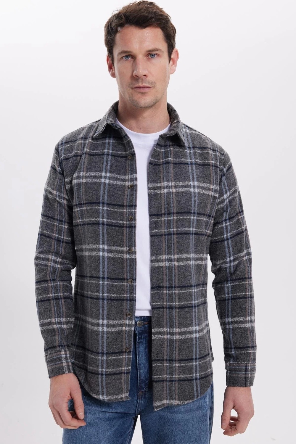 Tudors Erkek Slim Fit Dar Kesim Kareli Kışlık Oduncu Gömlek görsel 7