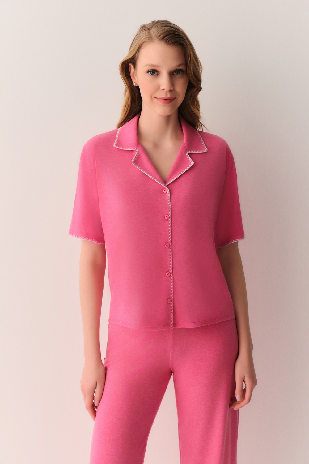 Suwen Hilary Gömlek Yaka Pijama Takımı görsel 2