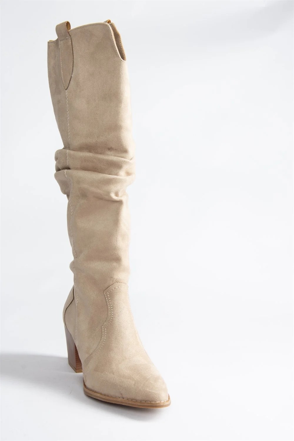 Fox Shoes Kadın Süet Yüksek Topuklu Su Geçirmez Kışlık Çizme, Şık Tasarım ve Isı Yalıtımlı Rahat Kullanım görsel 5