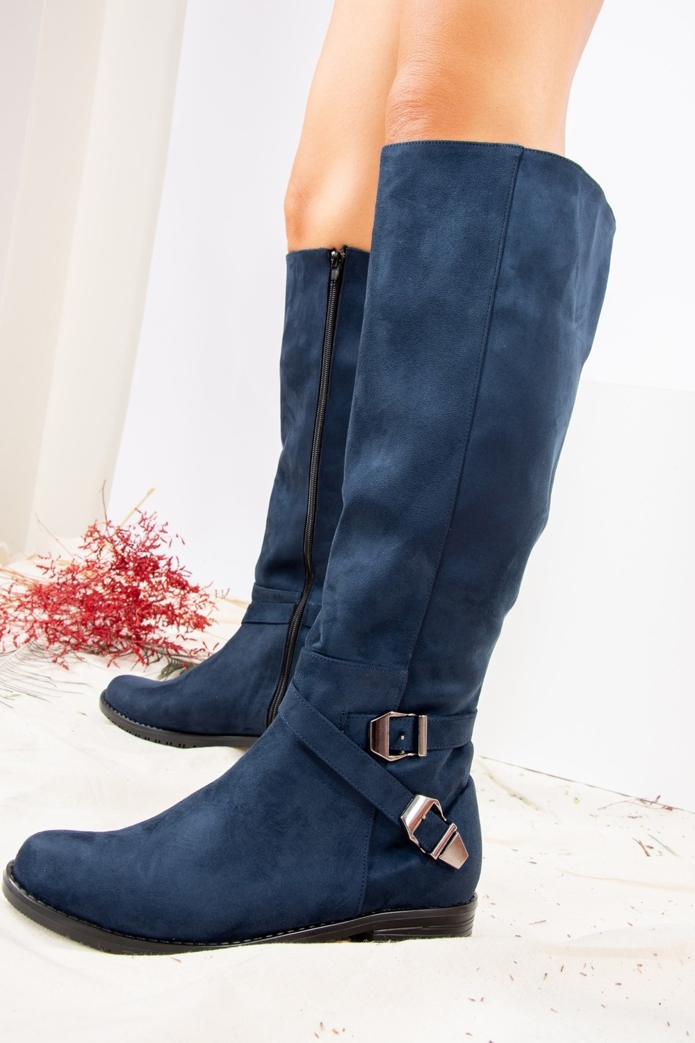 Fox Shoes Lacivert Süet Kadın Çizme E726203402