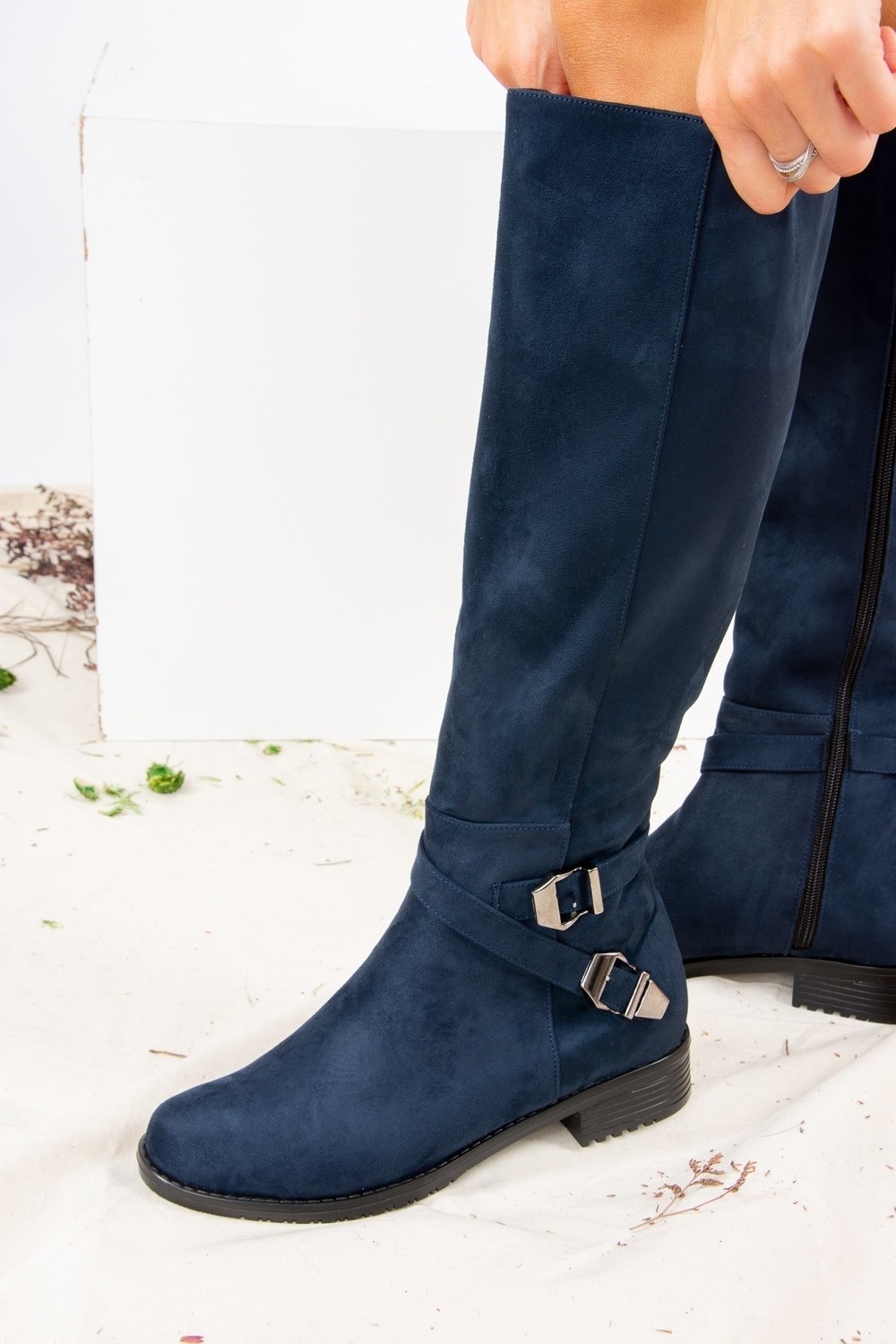 Fox Shoes Lacivert Süet Kadın Çizme E726203402 görsel 2