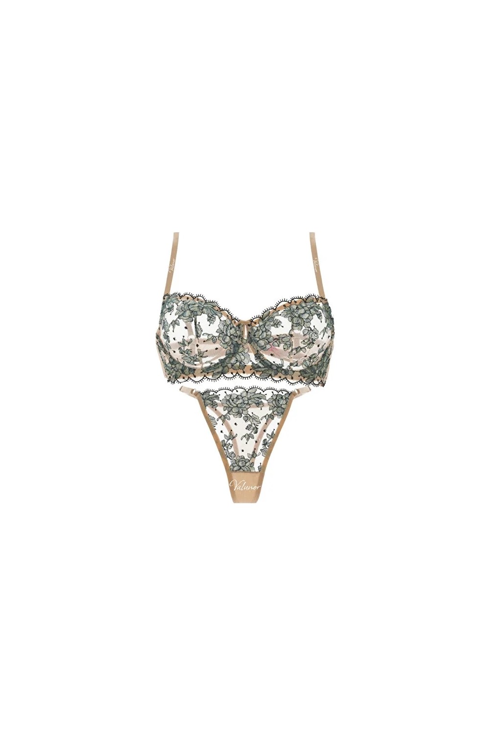 Valunor Floral Mavi Kadın İç Giyim Takımı Fantazi Dantelli Bralet & Tanga Takım görsel 4