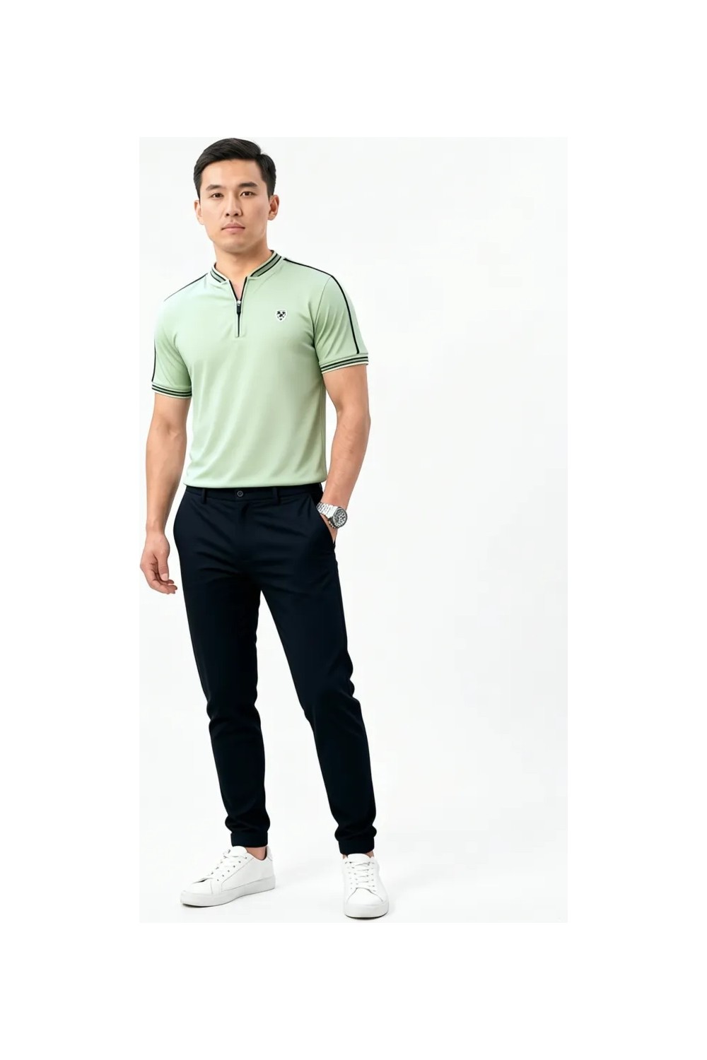 Madmext Mavi Polo Yaka Erkek Tişört Günlük Kullanım İçin %95 Pamuk 9281 Model görsel 4