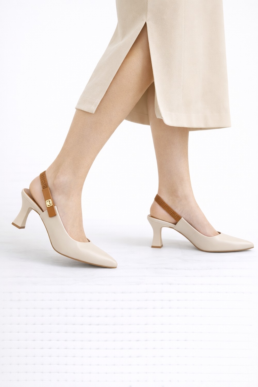 Dadwolf Kadın Slingback Topuklu Ayakkabı Sivri Burun 5,5 cm Orta Topuk Bantlı Zarif Günlük Ofis Stiletto görsel 3