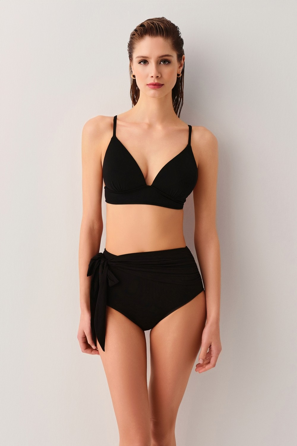 Suwen Yüksek Bel Bağcıklı Bikini Alt görsel 2