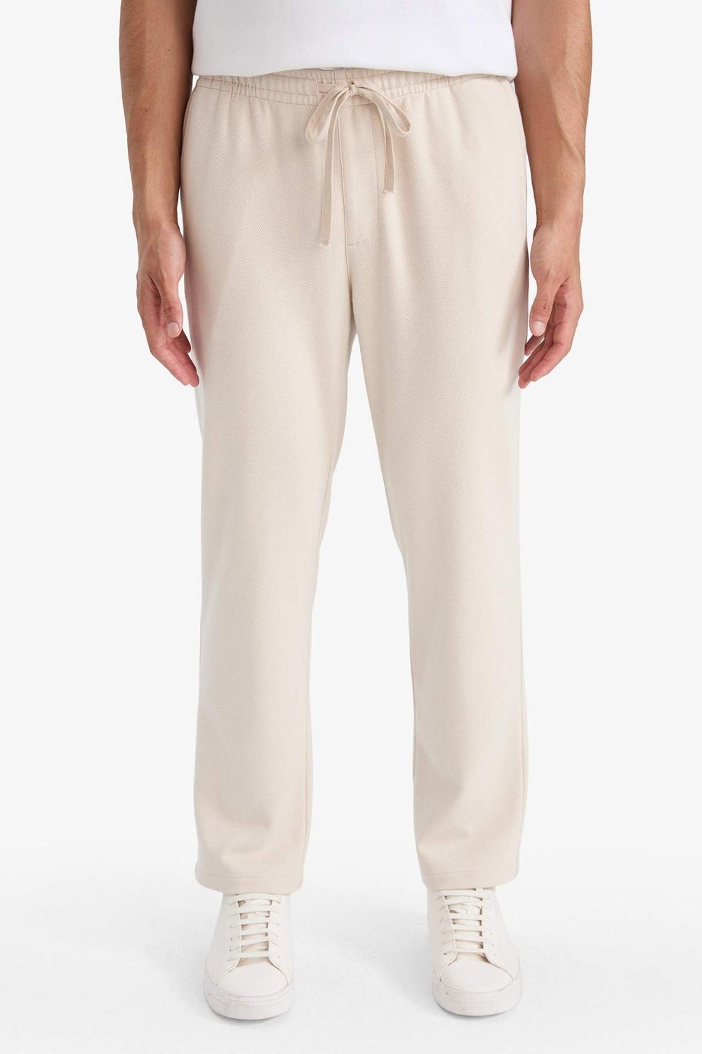 DeFacto Esnek Basic Beli Bağcıklı Cepli Düz Paça Jogger Pantolon C6022AX26SP görsel 7