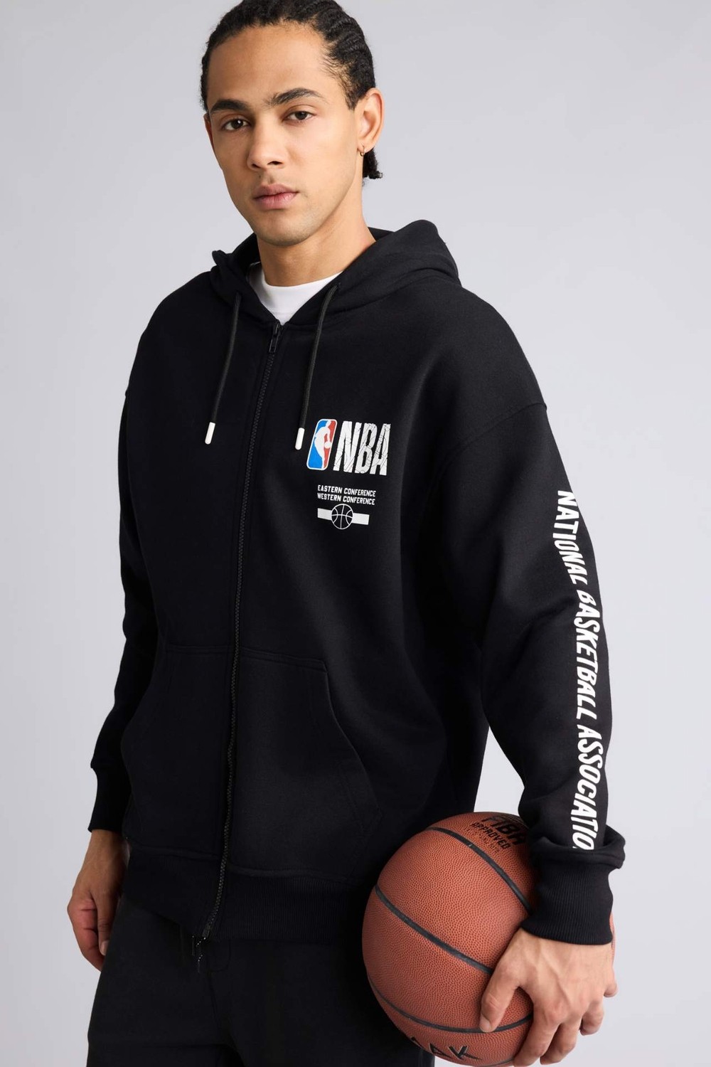 DeFacto Pamuklu NBA Wordmark Oversize Kapüşonlu Fermuarlı Sweatshirt G0264AX26SP
