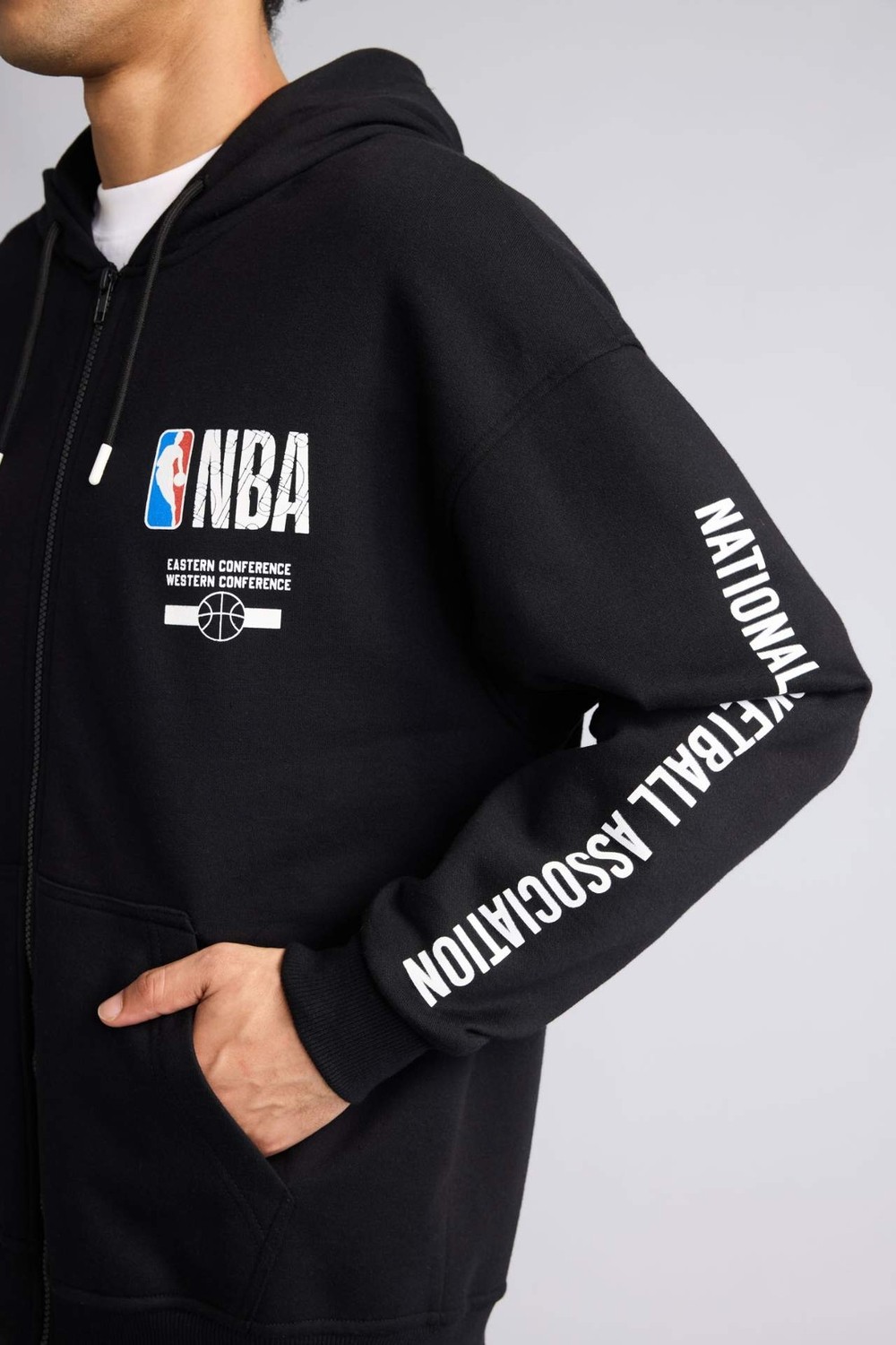 DeFacto Pamuklu NBA Wordmark Oversize Kapüşonlu Fermuarlı Sweatshirt G0264AX26SP görsel 4