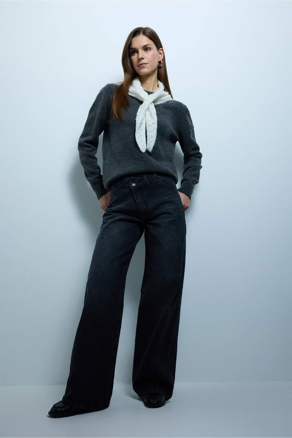 DeFacto %100 Pamuk Wide Leg Jean Pantolon G9877AX26SP