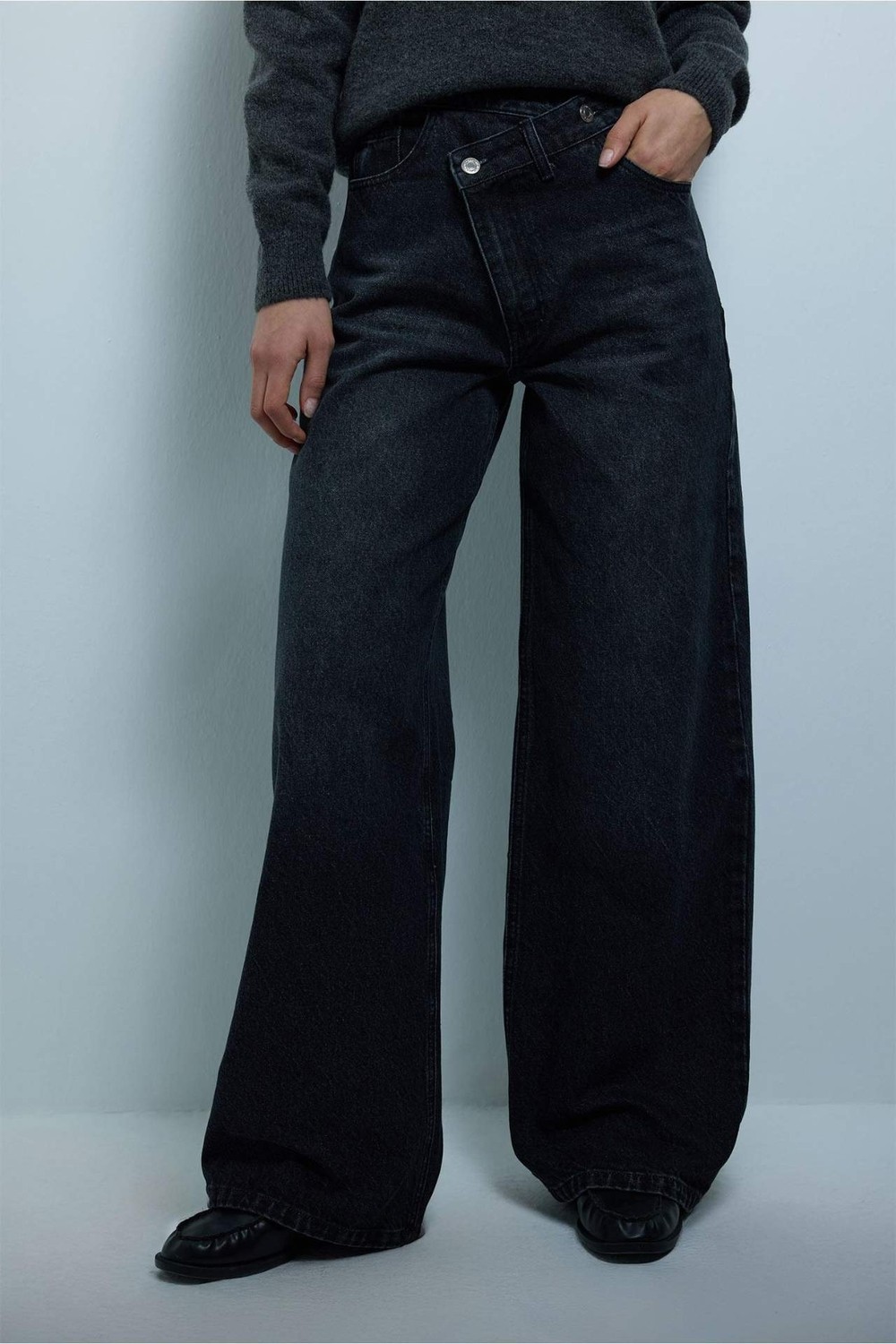 DeFacto %100 Pamuk Wide Leg Jean Pantolon G9877AX26SP görsel 3