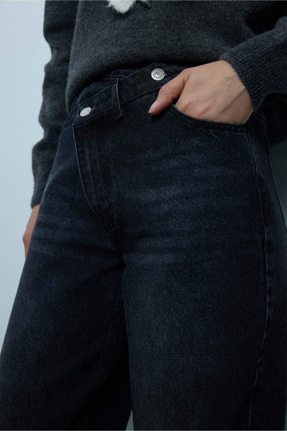 DeFacto %100 Pamuk Wide Leg Jean Pantolon G9877AX26SP görsel 4