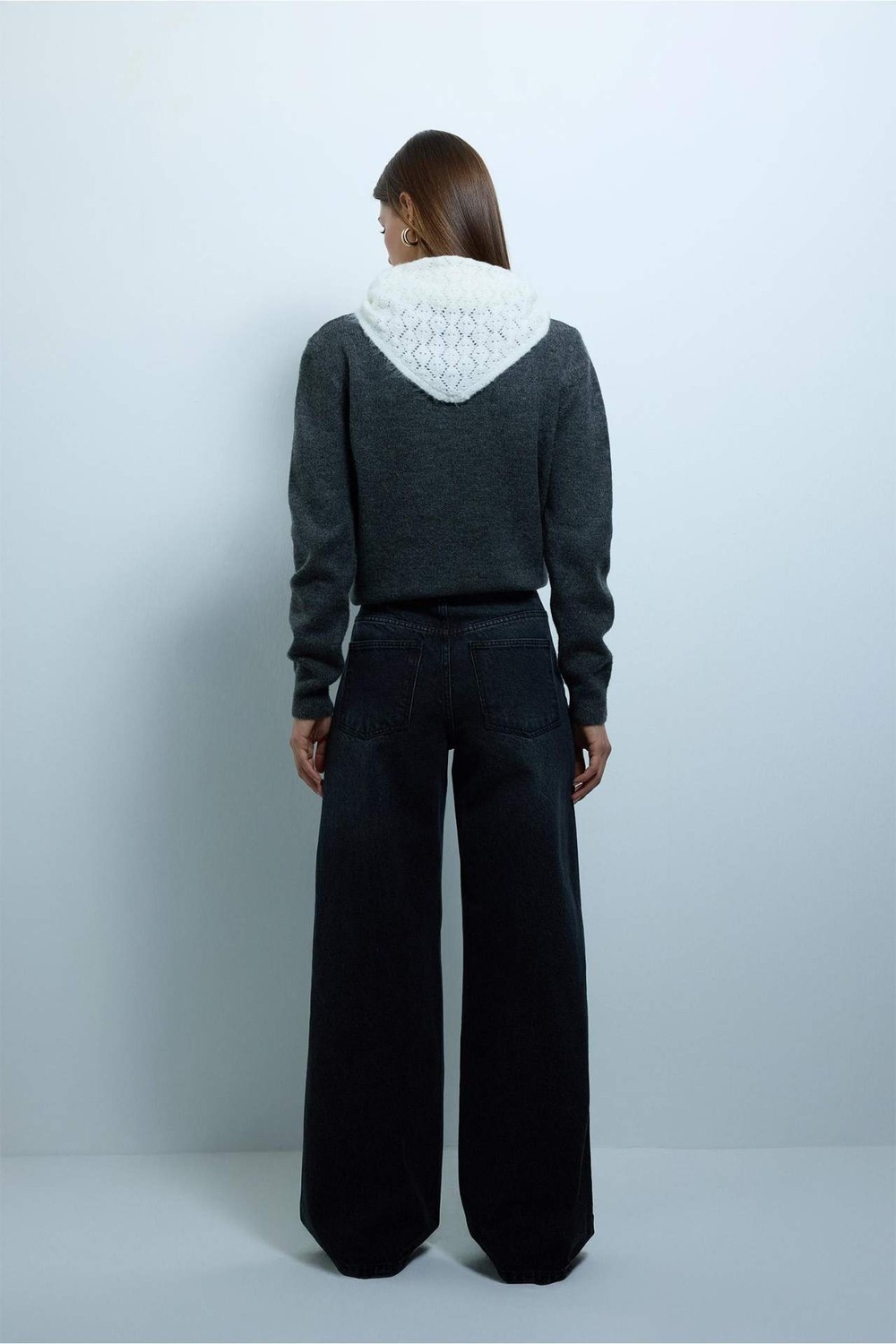 DeFacto %100 Pamuk Wide Leg Jean Pantolon G9877AX26SP görsel 5