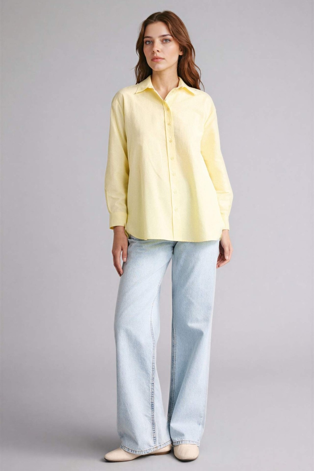 DeFacto Relax Fit Gömlek Yaka Poplin Tunik D7341AX26SP görsel 6