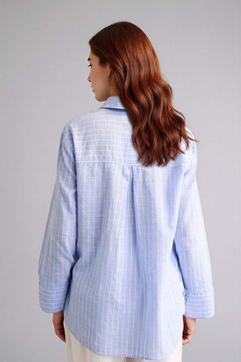 DeFacto %100 Pamuk Relax Fit Çizgili Flamlı Tunik F6314AX26SP görsel 5